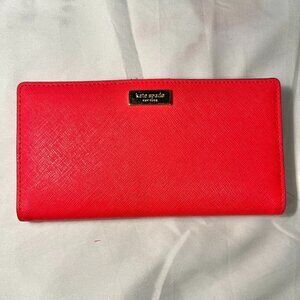 Kate Spade Coral Colored Large Slim Bifold Wallet